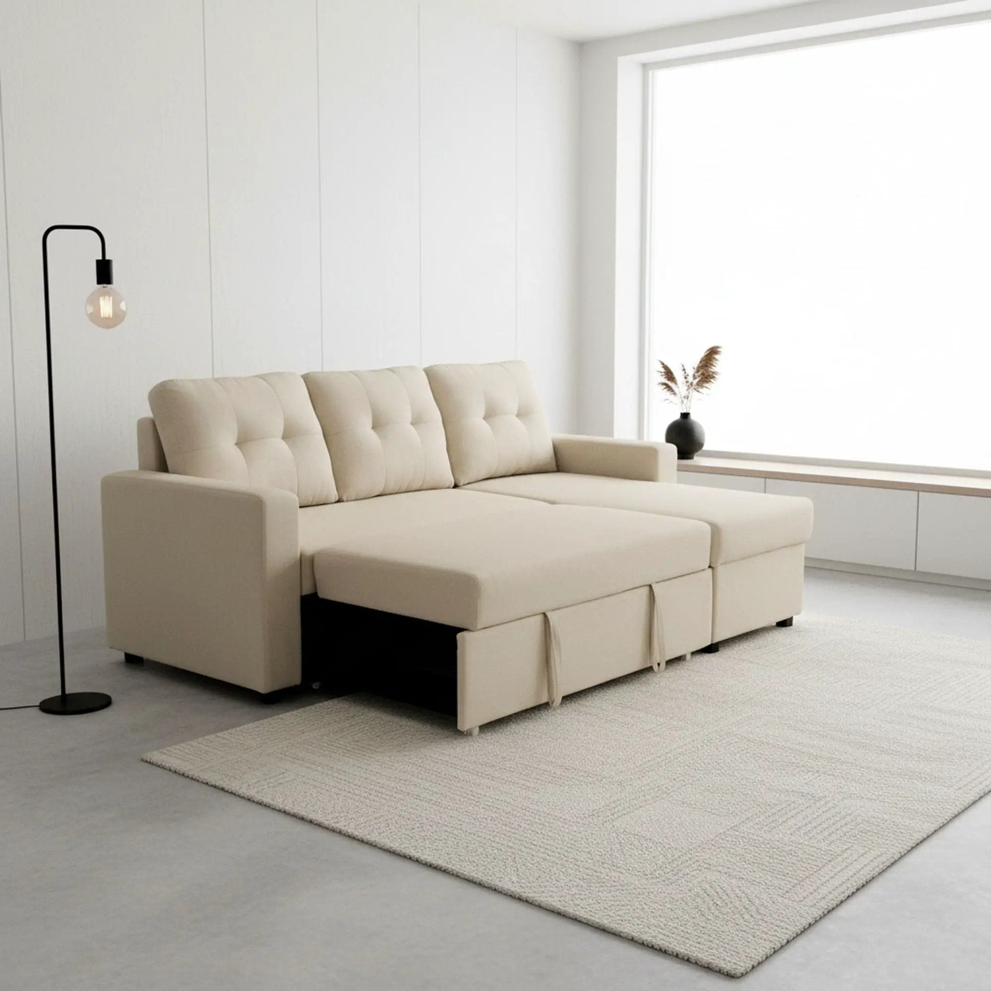 Convertible L Shaped Sectional Sleeper Sofa Bed, Saving Pull Out Couch by HouseOfZazla