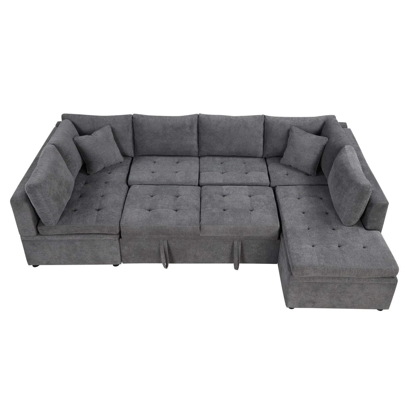 Oversized Sectional Sofa U-Shaped Sofa Couch Pull-Out Sofa Bed With Two Throw Pillows For Living Room by HouseOfZazla