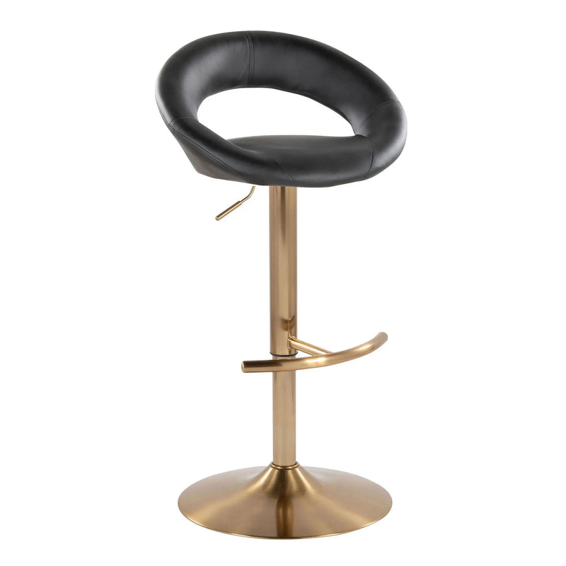 Posh - Contemporary / Glam Adjustable Barstool With Swivel With Rounded T Footrest (Set of 2) by Unique Piece Furniture