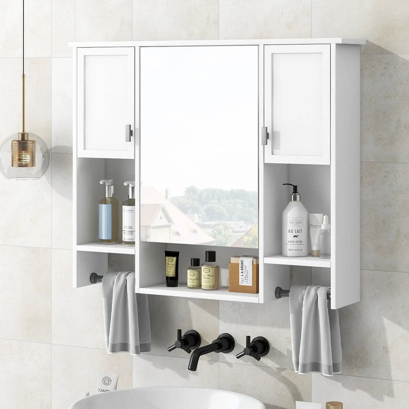 Wall Mounted Bathroom Storage Cabinet With Mirror, Medicine Cabinet With Towel Bar by Unique Piece Furniture