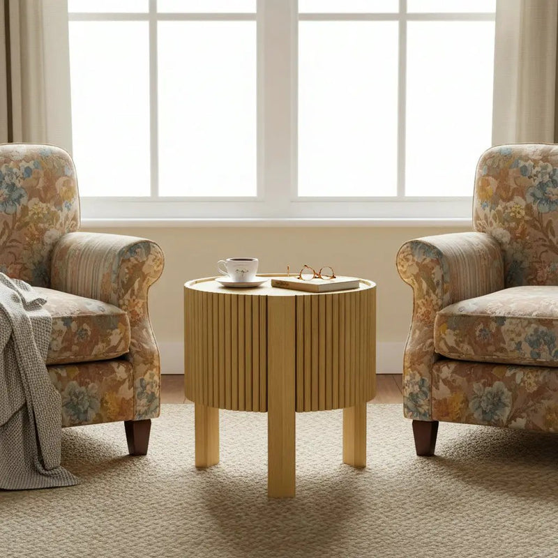 Round Fluted Side Table with Storage by HouseOfZazla