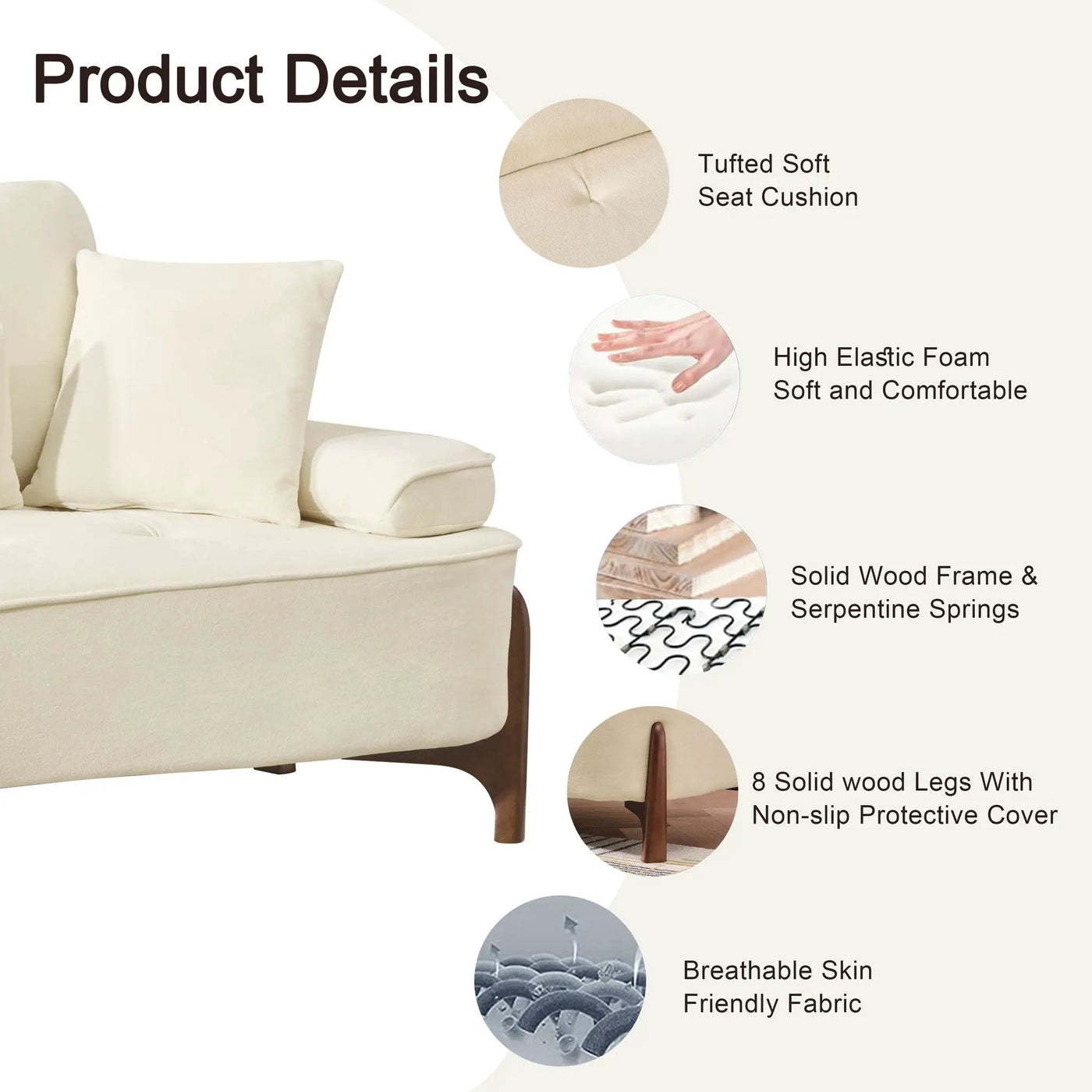 Comfortable Deep Seated Sofa With Pillows by Unique Piece Furniture