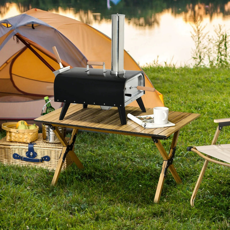 Outsunny Outdoor Pizza Oven with 12" Rotating Stone and Foldable Legs by HouseOfZazla