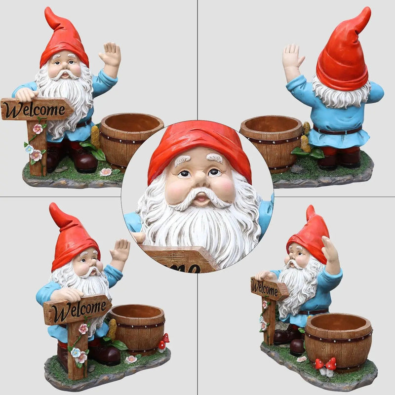 Outdoor Garden Sculpture Gnome Flower Pot Planter by HouseOfZazla