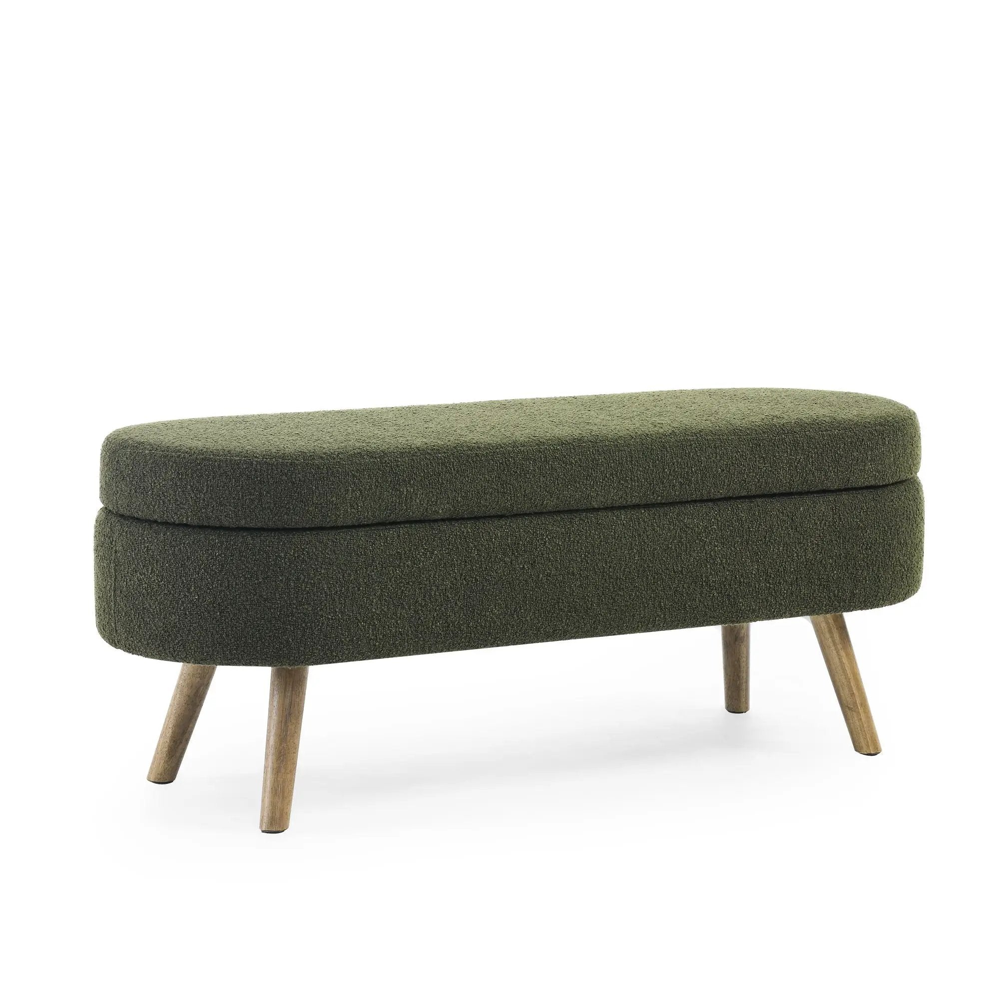 Ottoman Oval Storage Bench with Rubber Wood Legs by HouseOfZazla