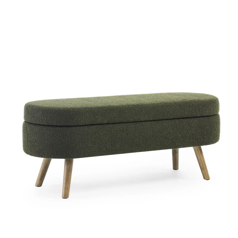 Ottoman Oval Storage Bench with Rubber Wood Legs by HouseOfZazla