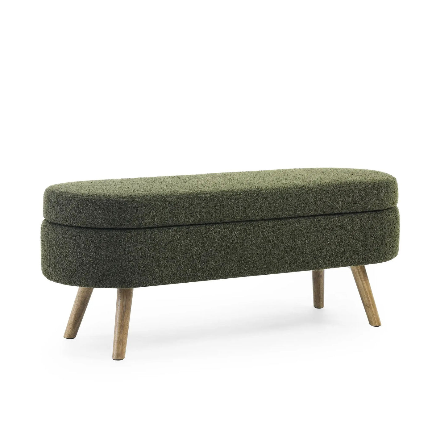 Ottoman Oval Storage Bench With Rubber Wood Legs by HouseOfZazla