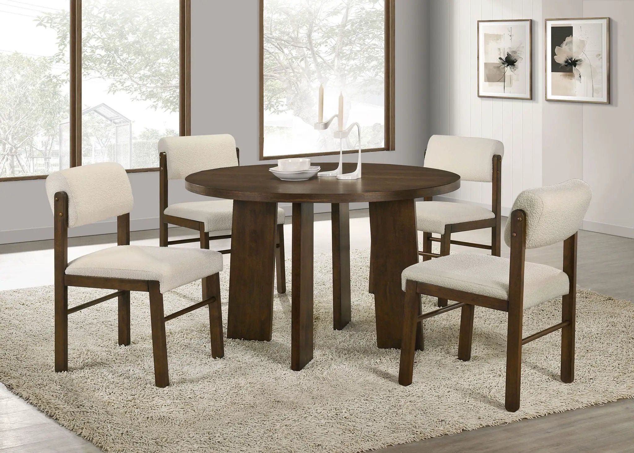 Strouse 5-piece Dining Set Cream and Walnut by Unique Piece Furniture
