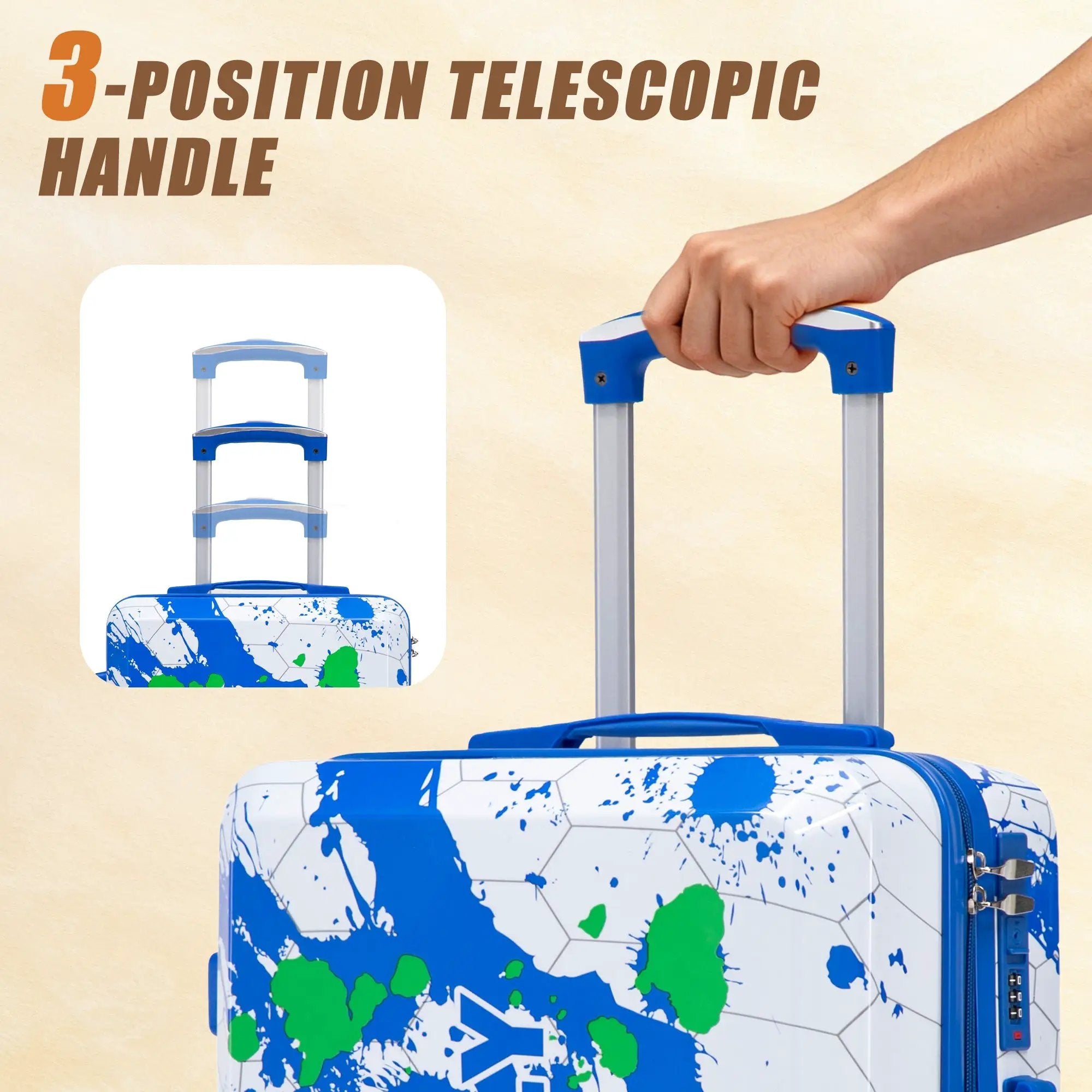 3-Piece PC Spinner Wheel Luggage Set in Blue by HouseOfZazla