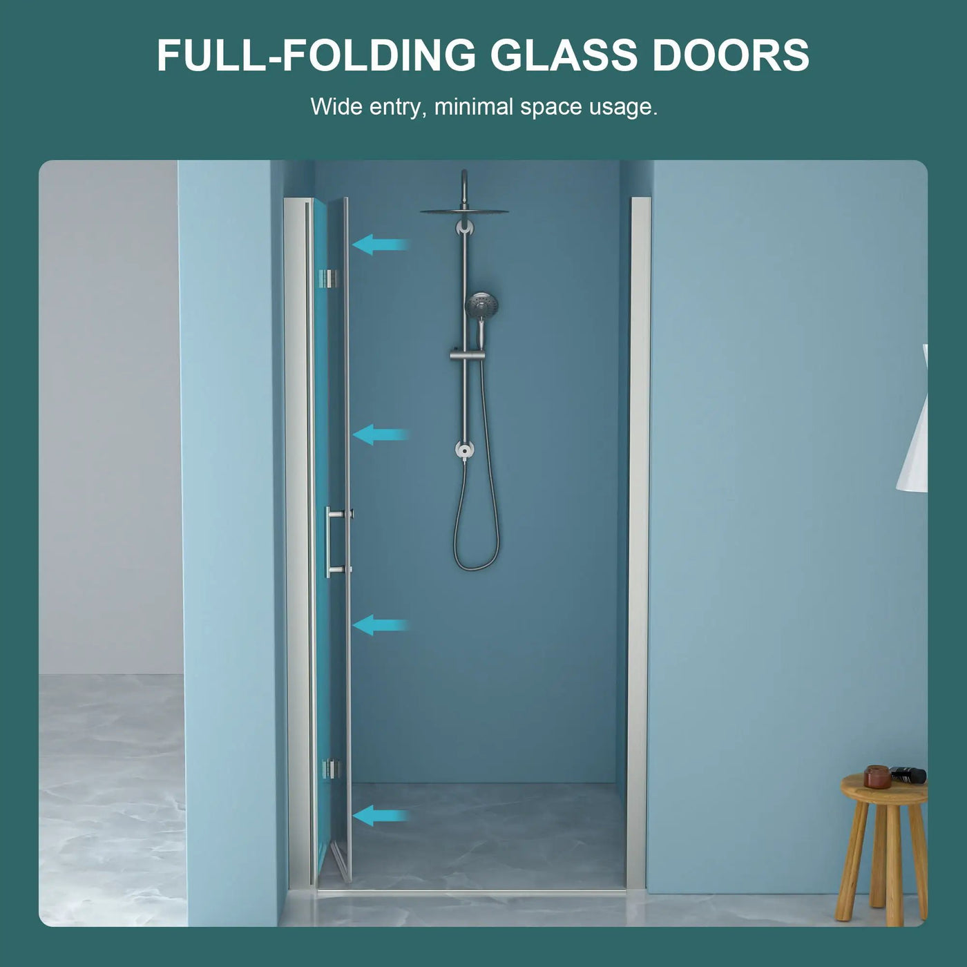 Fold Frameless Shower Door With Tempered Glass by HouseOfZazla