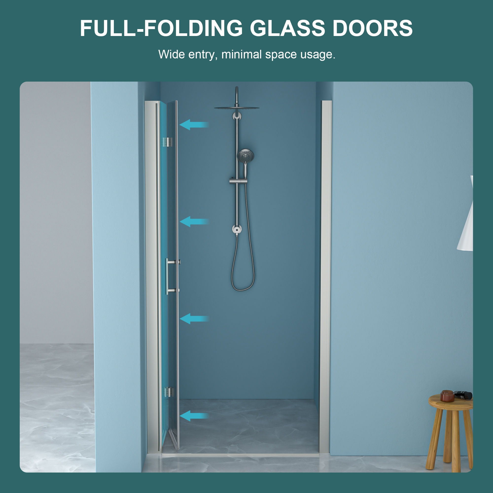 Fold Frameless Shower Door With Tempered Glass by HouseOfZazla