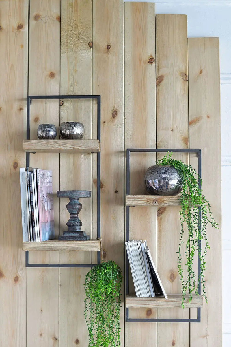 Wall Shelf With Two Shelves - Black Brown by Unique Piece Furniture