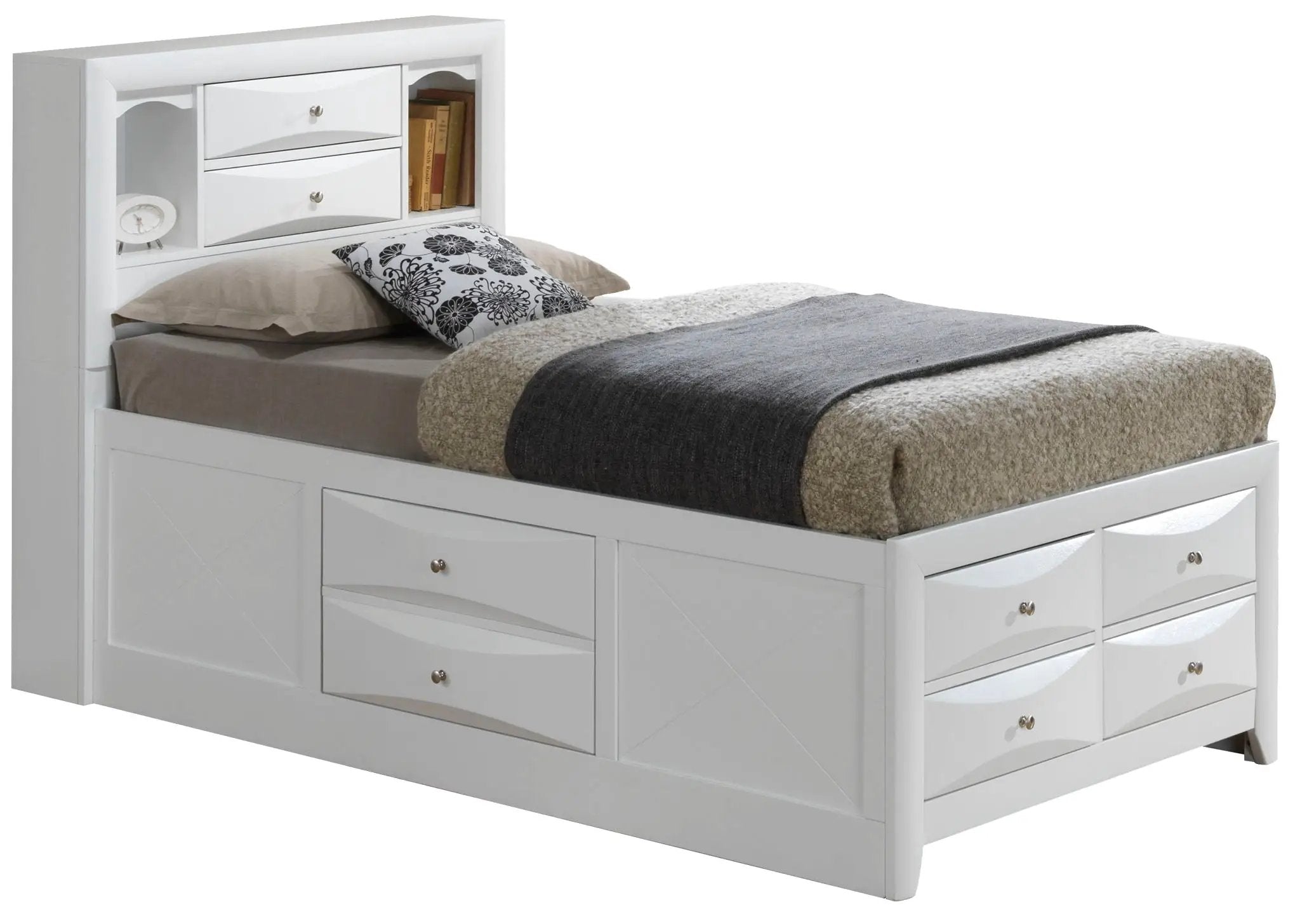 Modern Design Storage Bed With Bookcase Headboard by HouseOfZazla