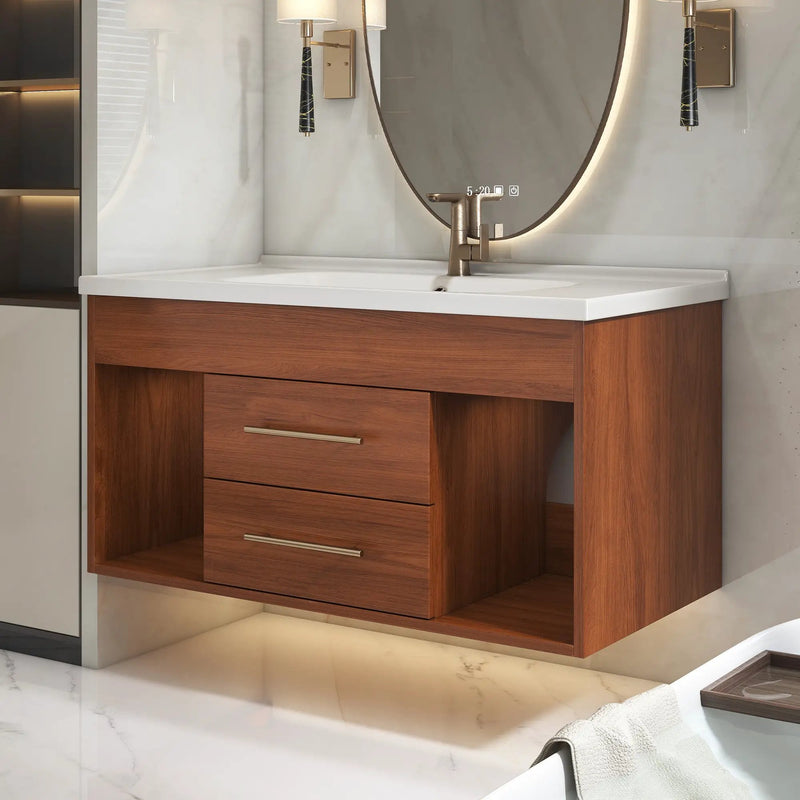 35.4" Mid-century Modern Single Bathroom Vanity by HouseOfZazla