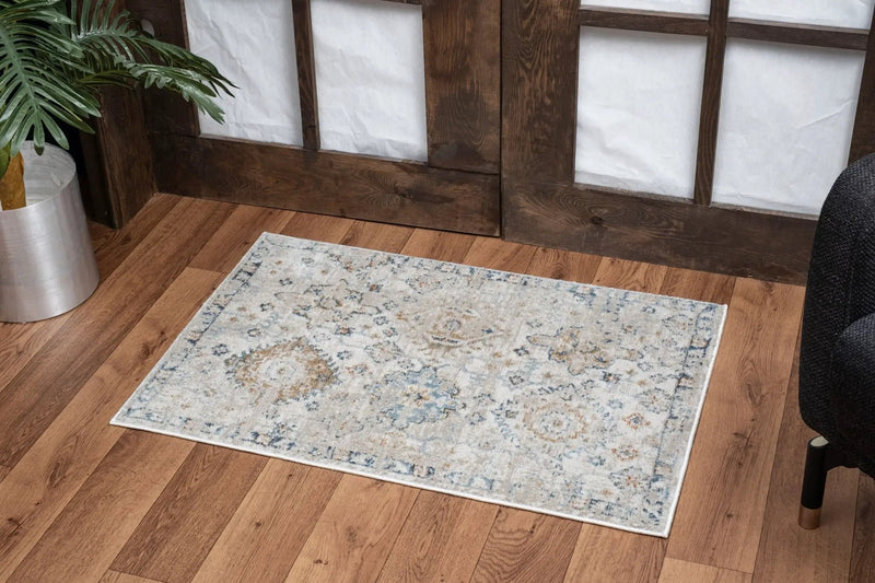 Noble - 5'3" X 7'3" Area Rug Polyester - Ivory by HouseOfZazla