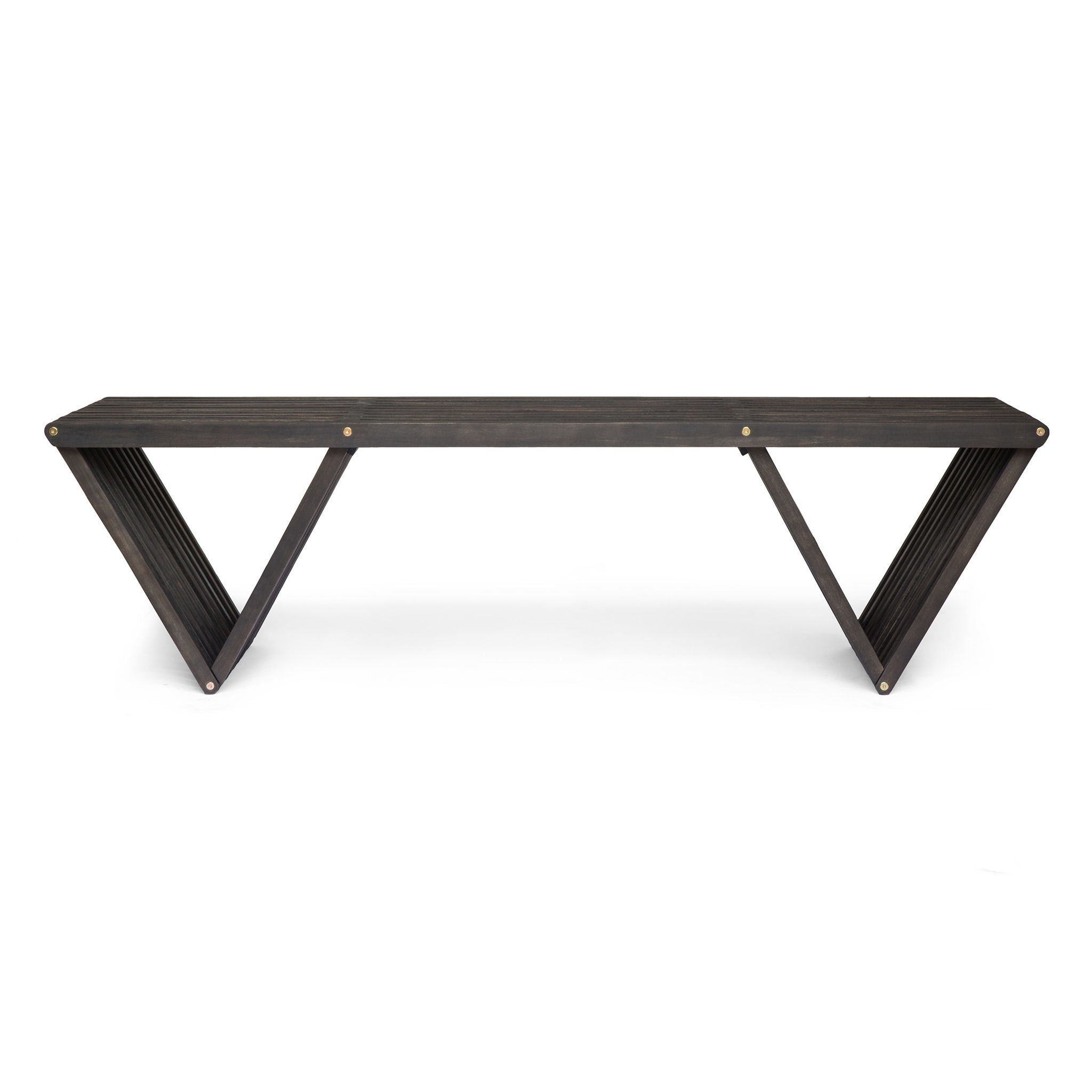 Gloaming Outdoor Bench with Slat Design and Triangular Base by HouseOfZazla