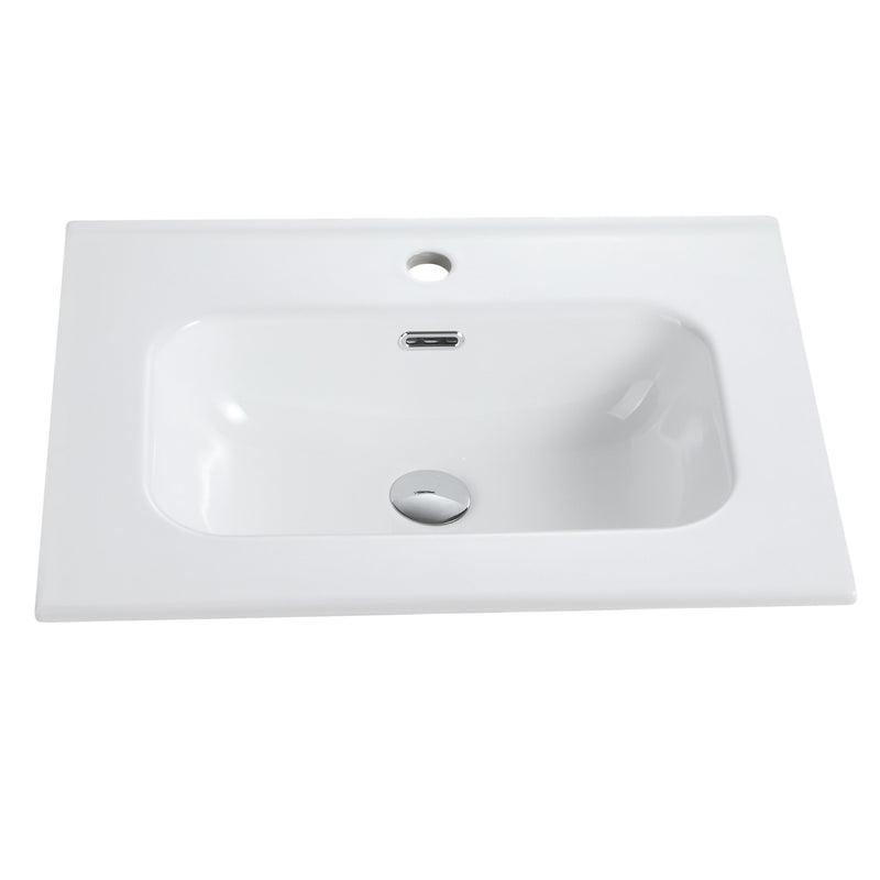 Glossy White Ceramic Integrated Sink by HouseOfZazla