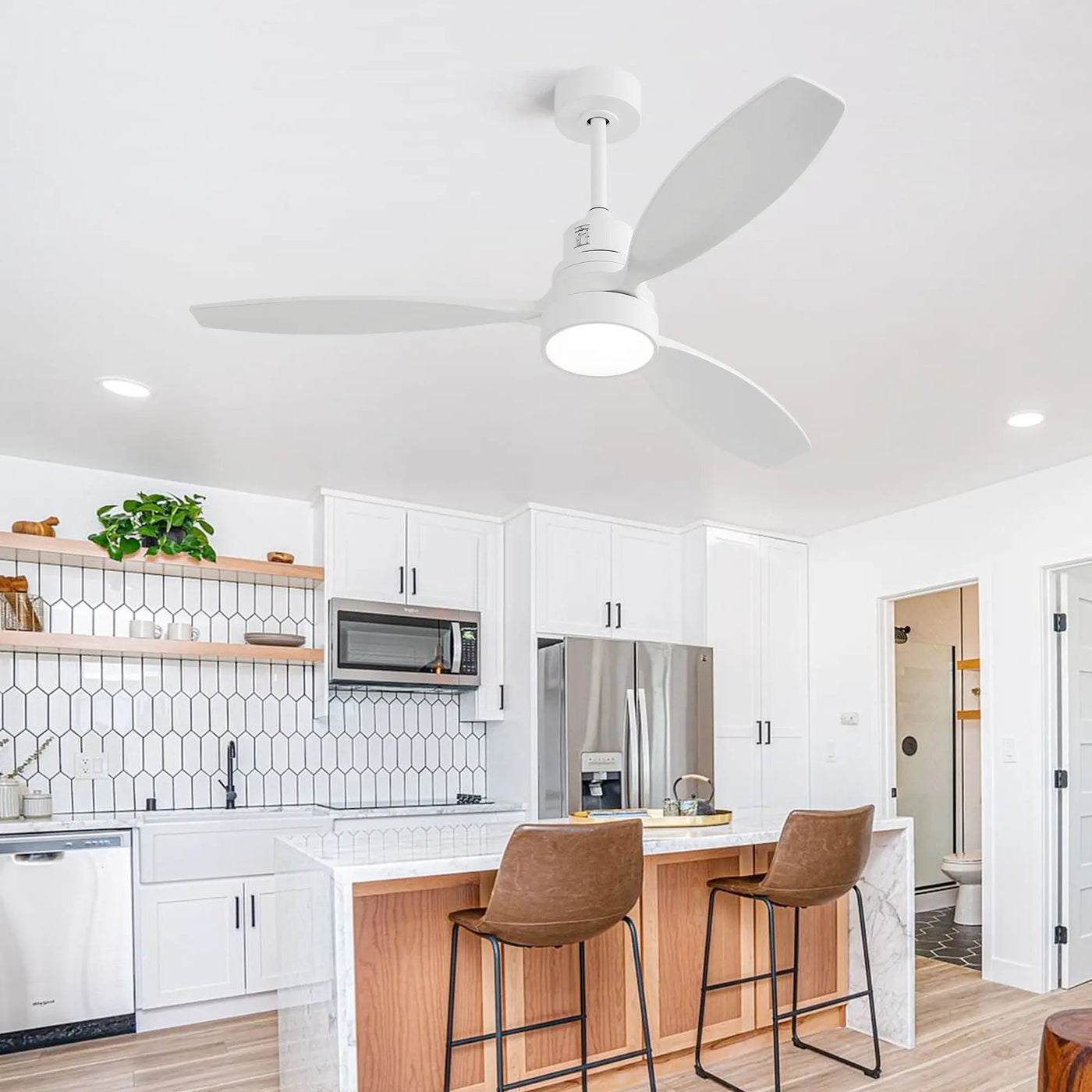 Ceiling Fan With Reversible DC Motor, LED Light & Remote Control by HouseOfZazla