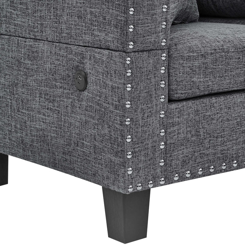Camden - Power Sectional Sofa With Storage Ottoman And Built In Charging Ports - Gray by Unique Piece Furniture