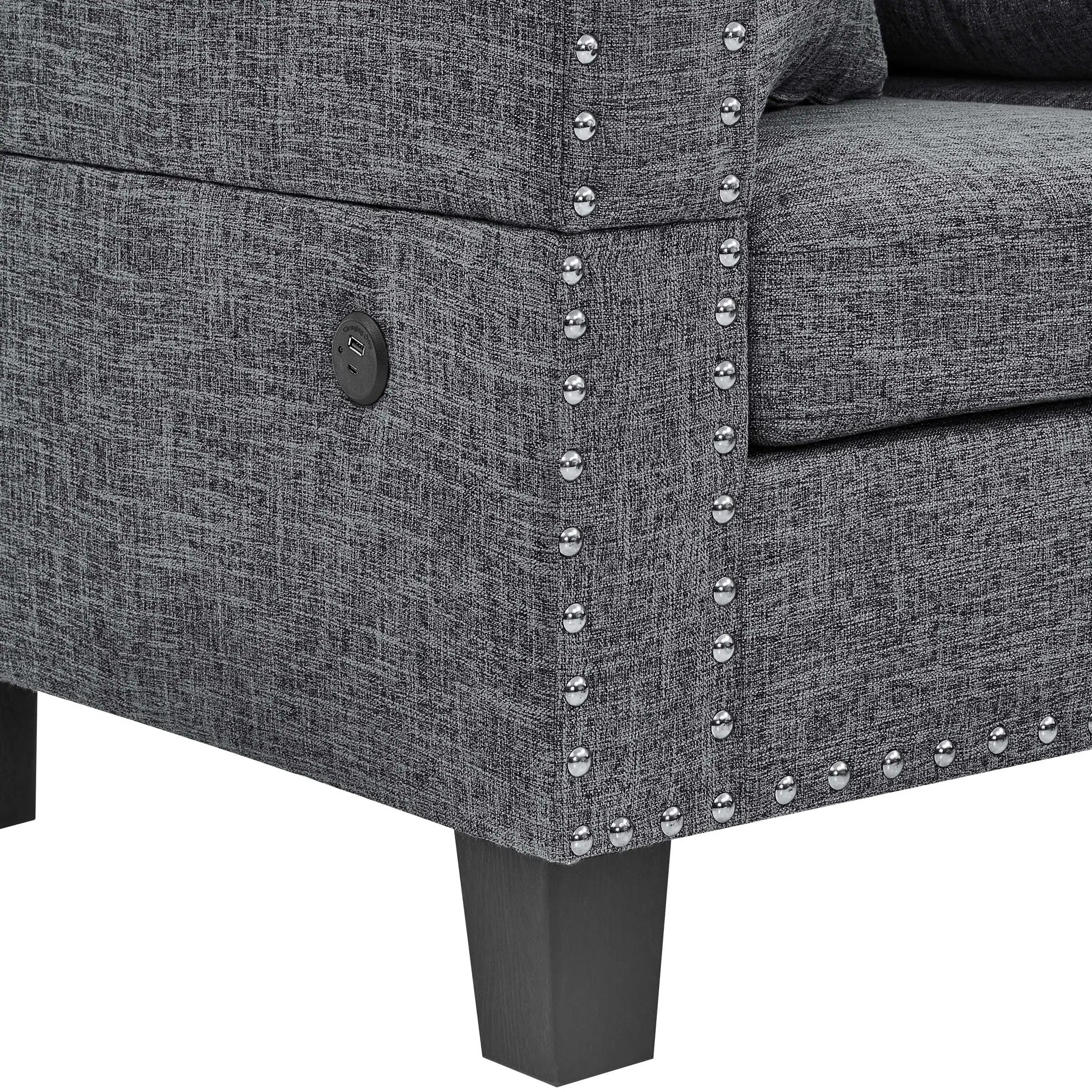 Camden - Power Sectional Sofa With Storage Ottoman And Built In Charging Ports - Gray by HouseOfZazla