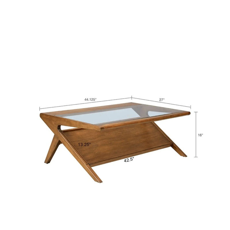 Coffee Table With Tempered Glass Top - Walnut by Unique Piece Furniture