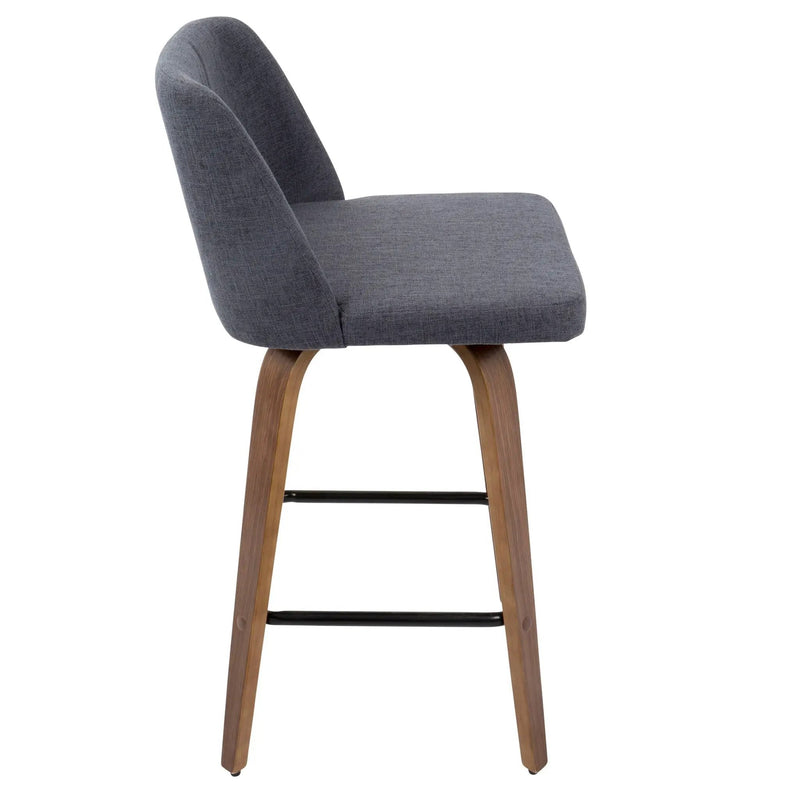Toriano - Mid Century Modern Fixed Height Counter Stool & Square Footrest (Set of 2) by HouseOfZazla