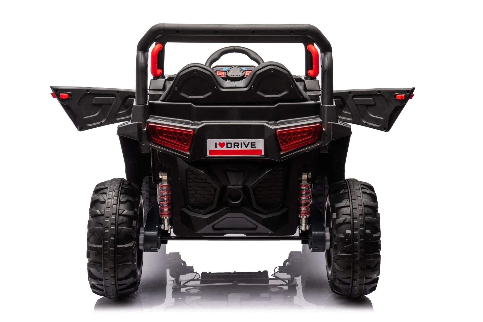 12V7A*2 30W*4 Four-Wheel Drive Seat One Button Start, Forward And Backward, High And Low Speed, Music, Front Light, Power Display, Two Doors Can Open, 2.4G R / C, Seat Belt Four Wheel Absorber by HouseOfZazla