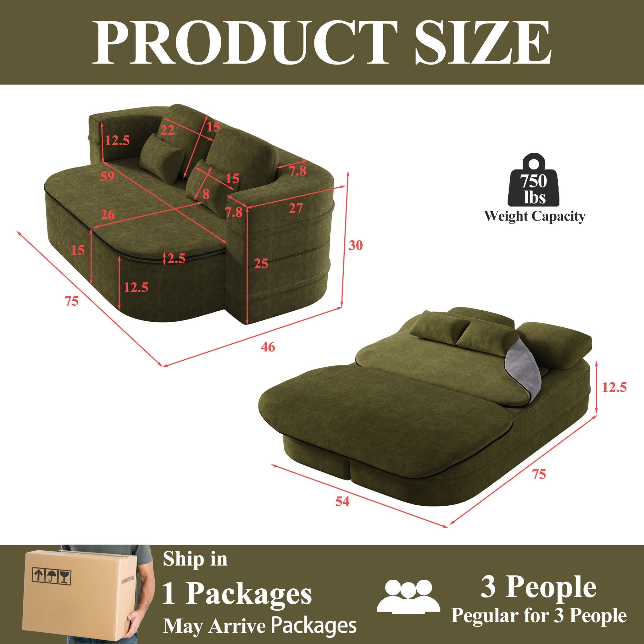 2 In 1 Foldable Sofa Bed With Multi Functional Blanket, Floor Lounge Sofa by HouseOfZazla