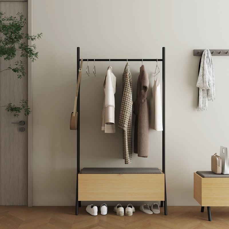 Paloma - Open Hanging Closet With Storage - Light Oak by HouseOfZazla