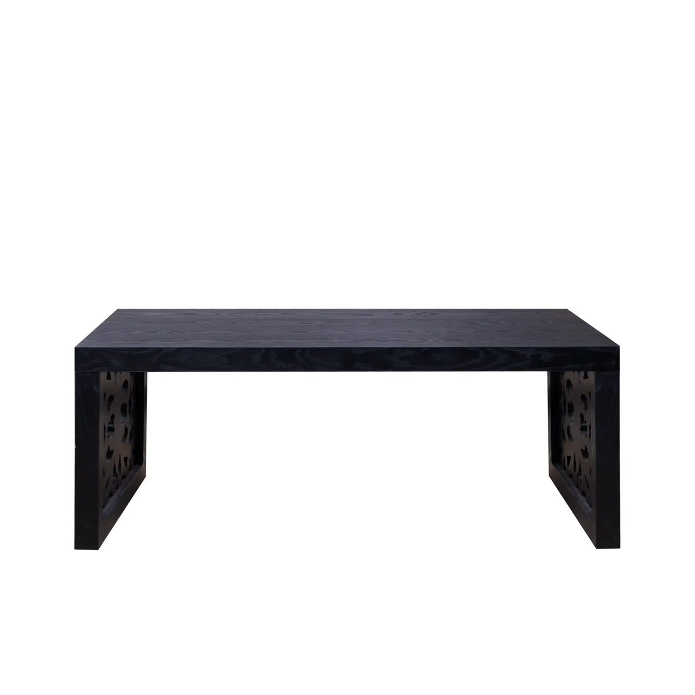Rustic Carved Wood Coffee Table, Handcrafted Look With Ornate Side Panels by Unique Piece Furniture