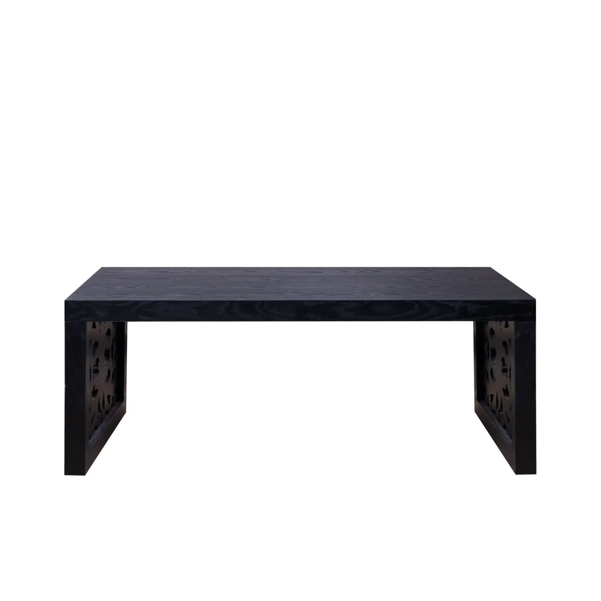 Rustic Carved Wood Coffee Table, Handcrafted Look With Ornate Side Panels by Unique Piece Furniture