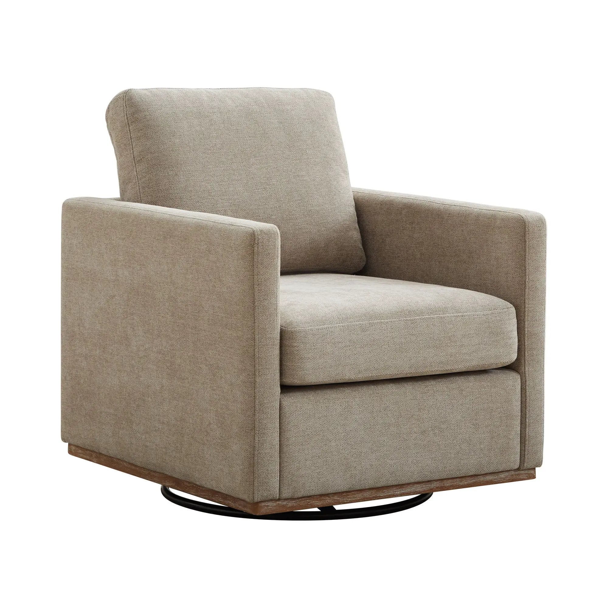 Modern Square Upholstered Swivel Accent Chair with Metal Base by HouseOfZazla