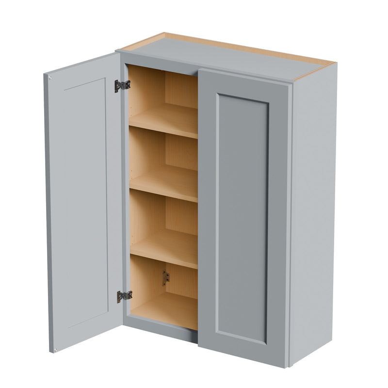 Gray Shaker Solid Wood Wall Cabinet with Soft-Close Doors by HouseOfZazla