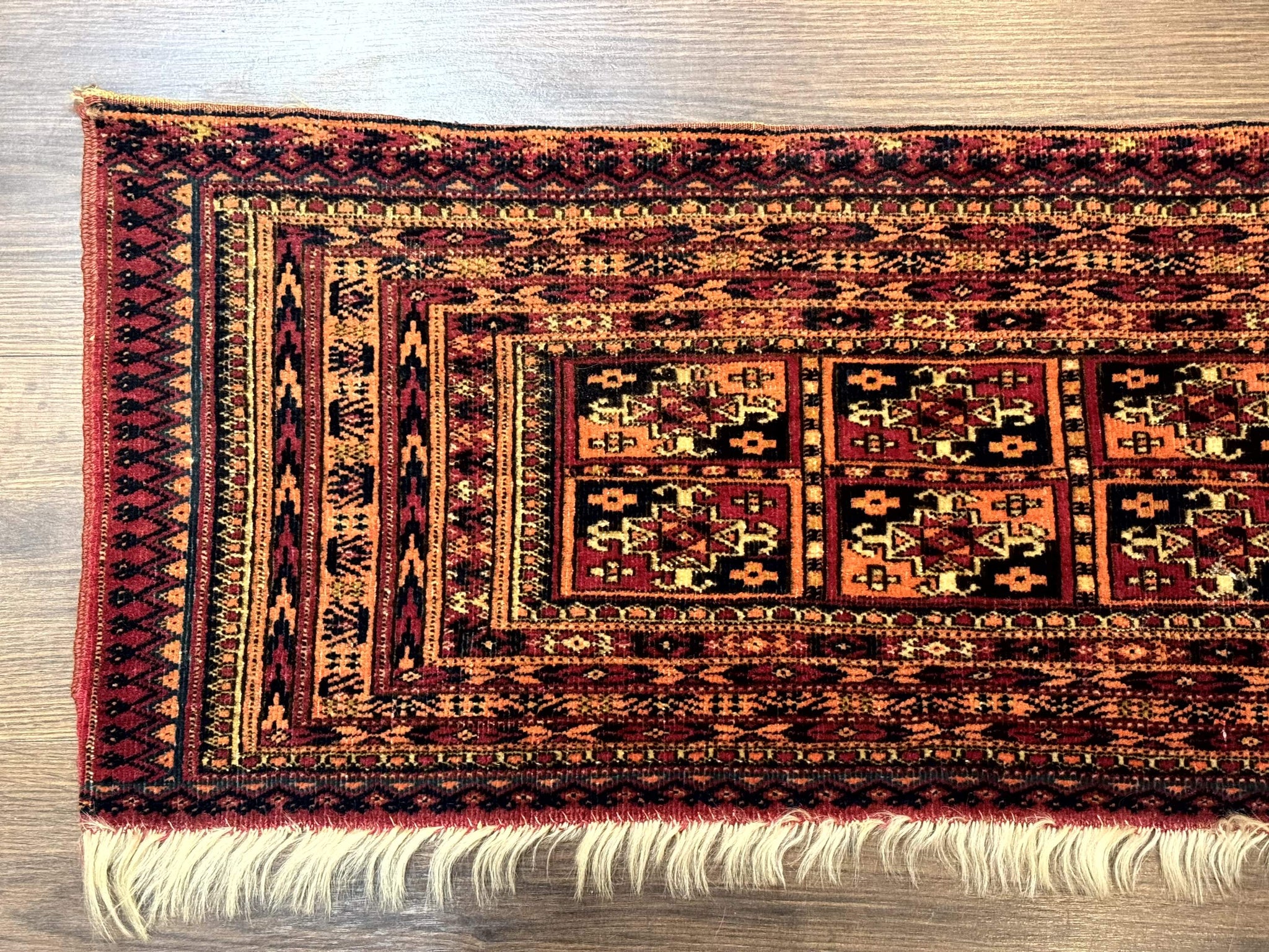 Antique Persian Turkoman Mafresh Rug 1x4, Wool, Tribal Collectible by Jewel Rugs