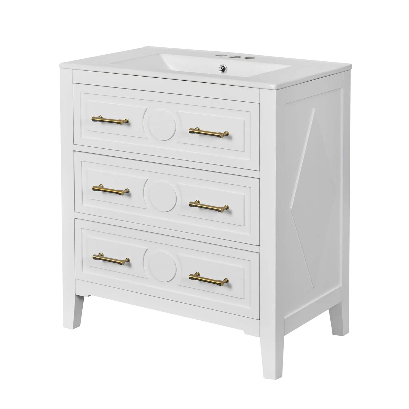 Retro Bathroom Vanity With Sink Combo, Free Standing Single Set With 3 Drawers by Unique Piece Furniture