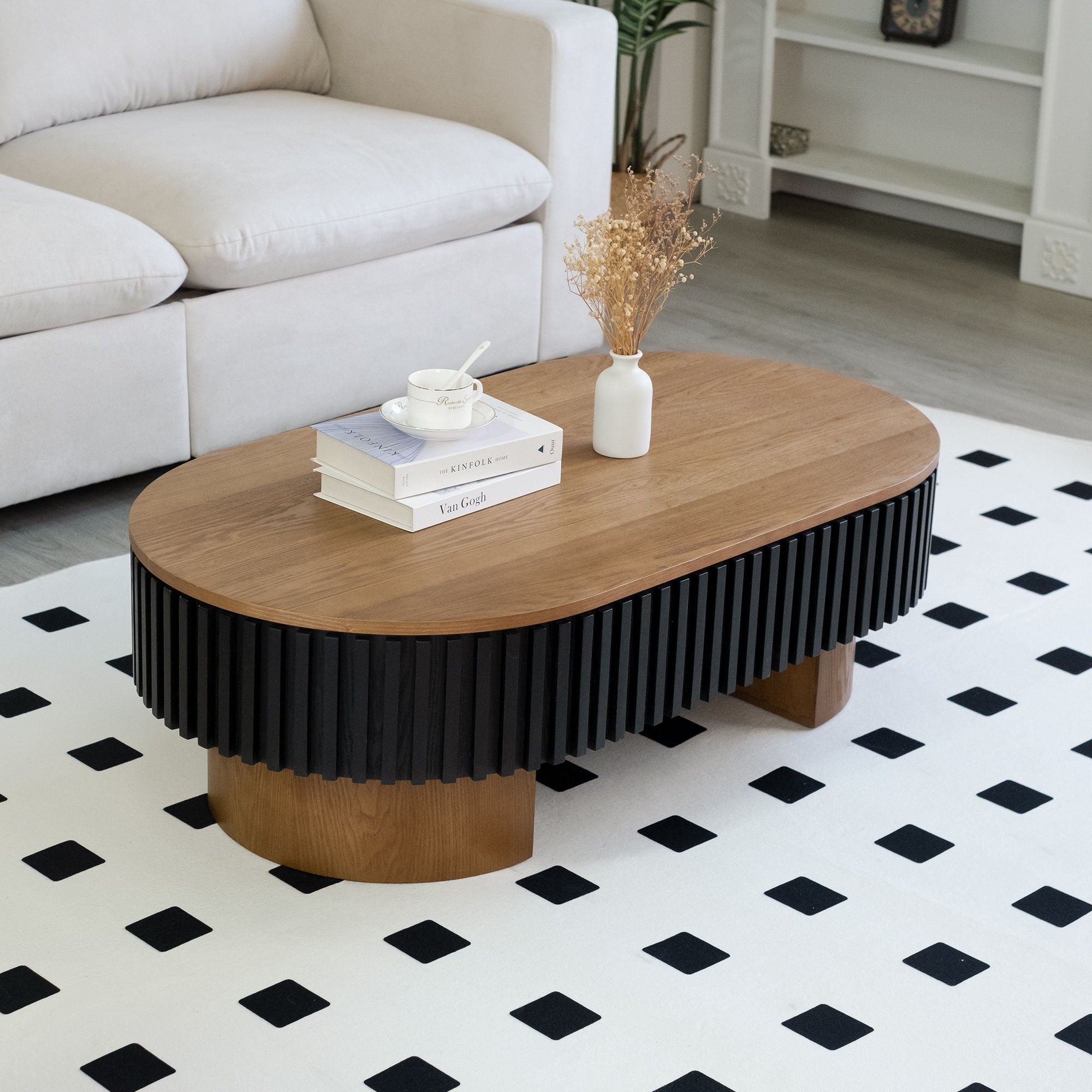 Elliptical Living Room Coffee Table With Hidden Storage And Removable Tabletop by HouseOfZazla