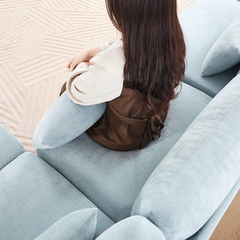 Stylish Sofa With Ottoman And Lumbar Pillows, Ergonomic Design by HouseOfZazla