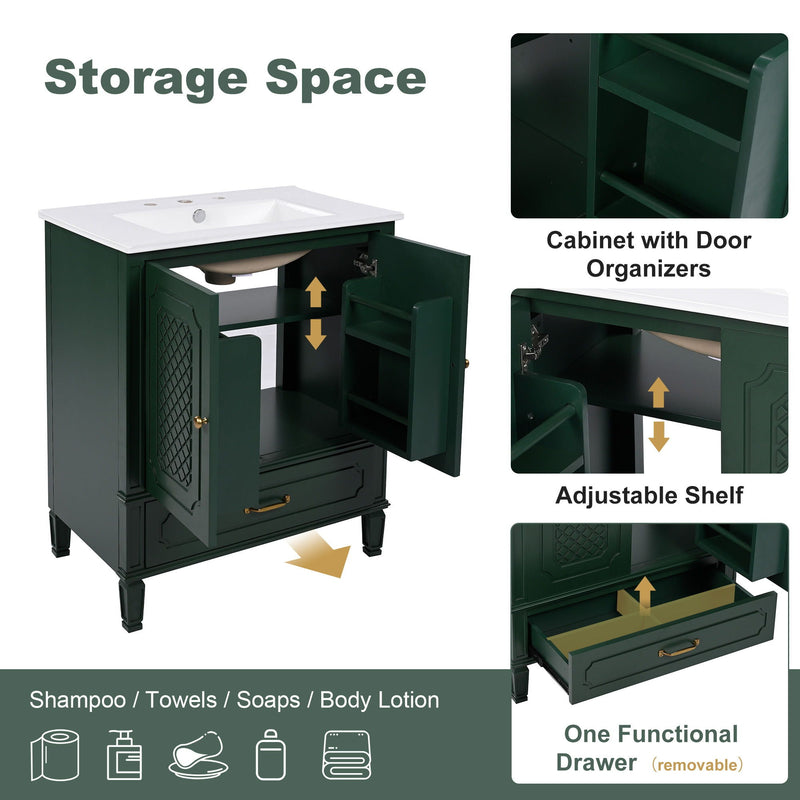 Bathroom Vanity With Sink, Soft Closing Door, Multi Functional Storage by HouseOfZazla