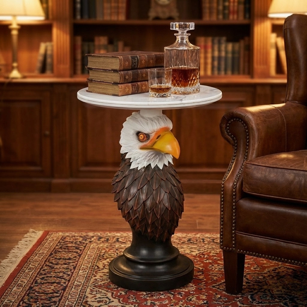 Eagle Head Accent Table Animal Statue End Table by HouseOfZazla