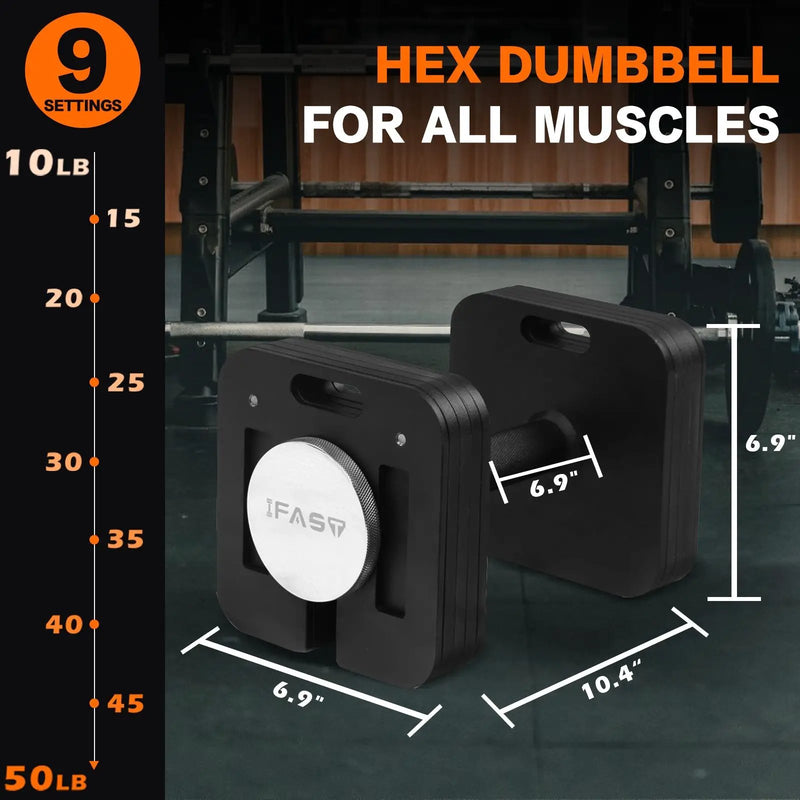 Square Dumbbell 9 in 1 Free Adjustable Dumbbell 50LBS, photo 2 of 7