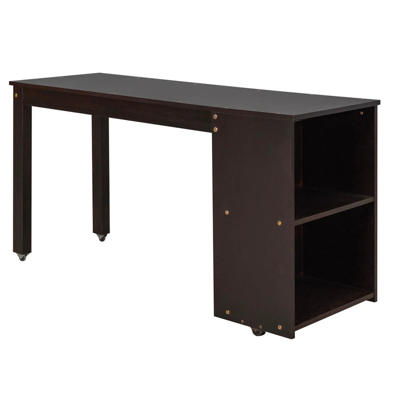 Loft Low Study Bed With Cabinet, Shelves And Rolling Portable Desk, Multiple Functions by HouseOfZazla