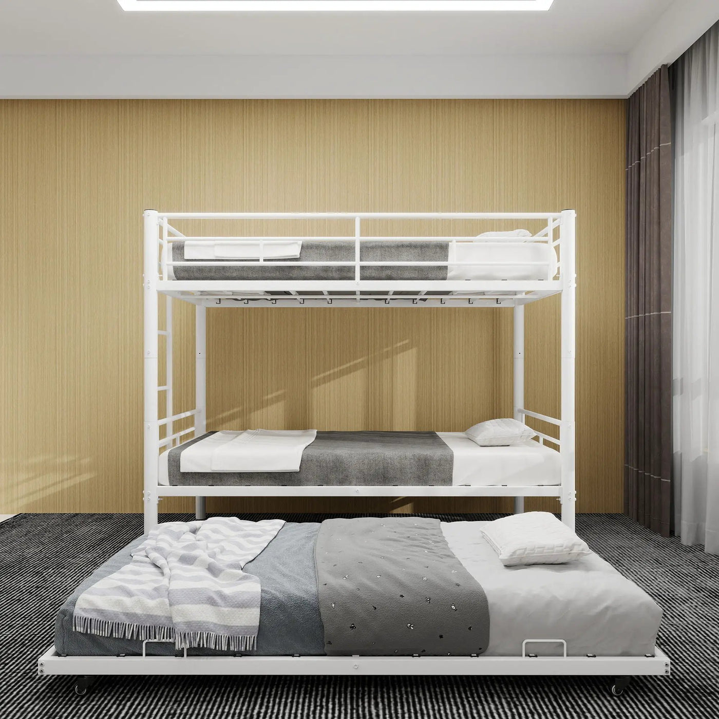 Bunk Bed For Kids, Convertible Frame With Ladders & Guardrail by HouseOfZazla