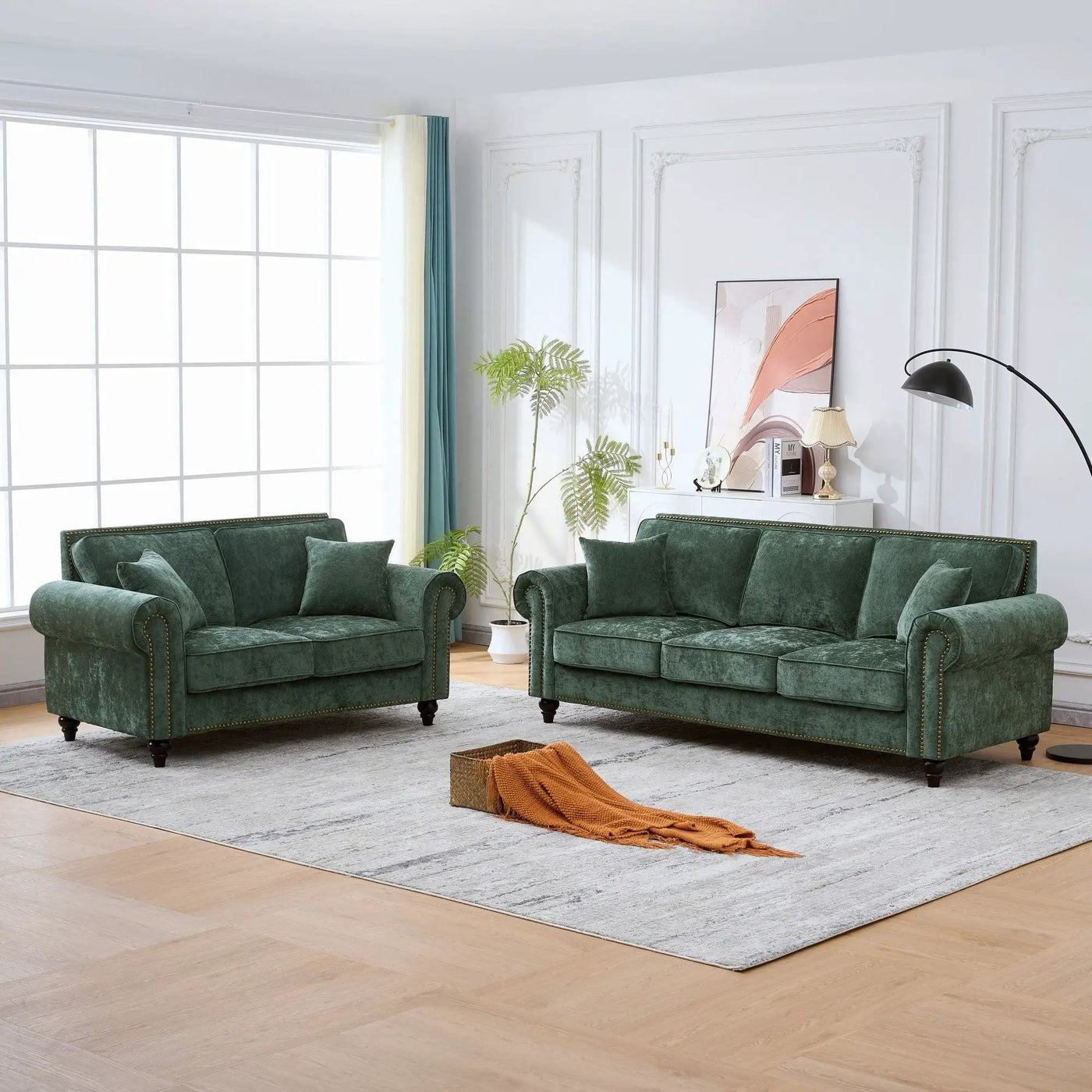 2 Seater Sofa With Rolled Arms, Tufted Upholstered Couch by HouseOfZazla
