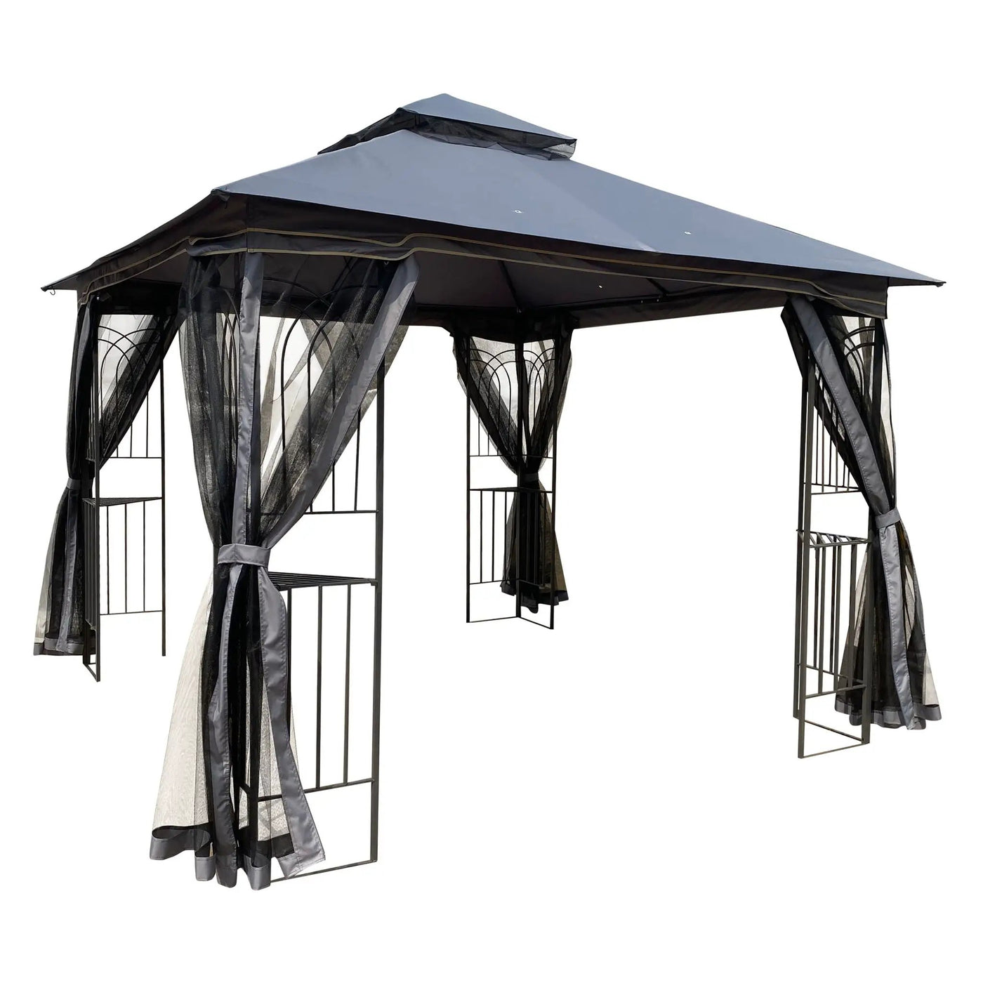 Patio Gazebo Tent With Ventilated Double Roof And Mosquito Net by Unique Piece Furniture