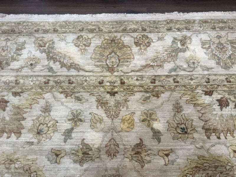 Palace Size Rug 12x15, Neutral Light Colors, Oat, Peshawar Chobi Oushak Rug, Handmade Wool Rug by Jewel Rugs