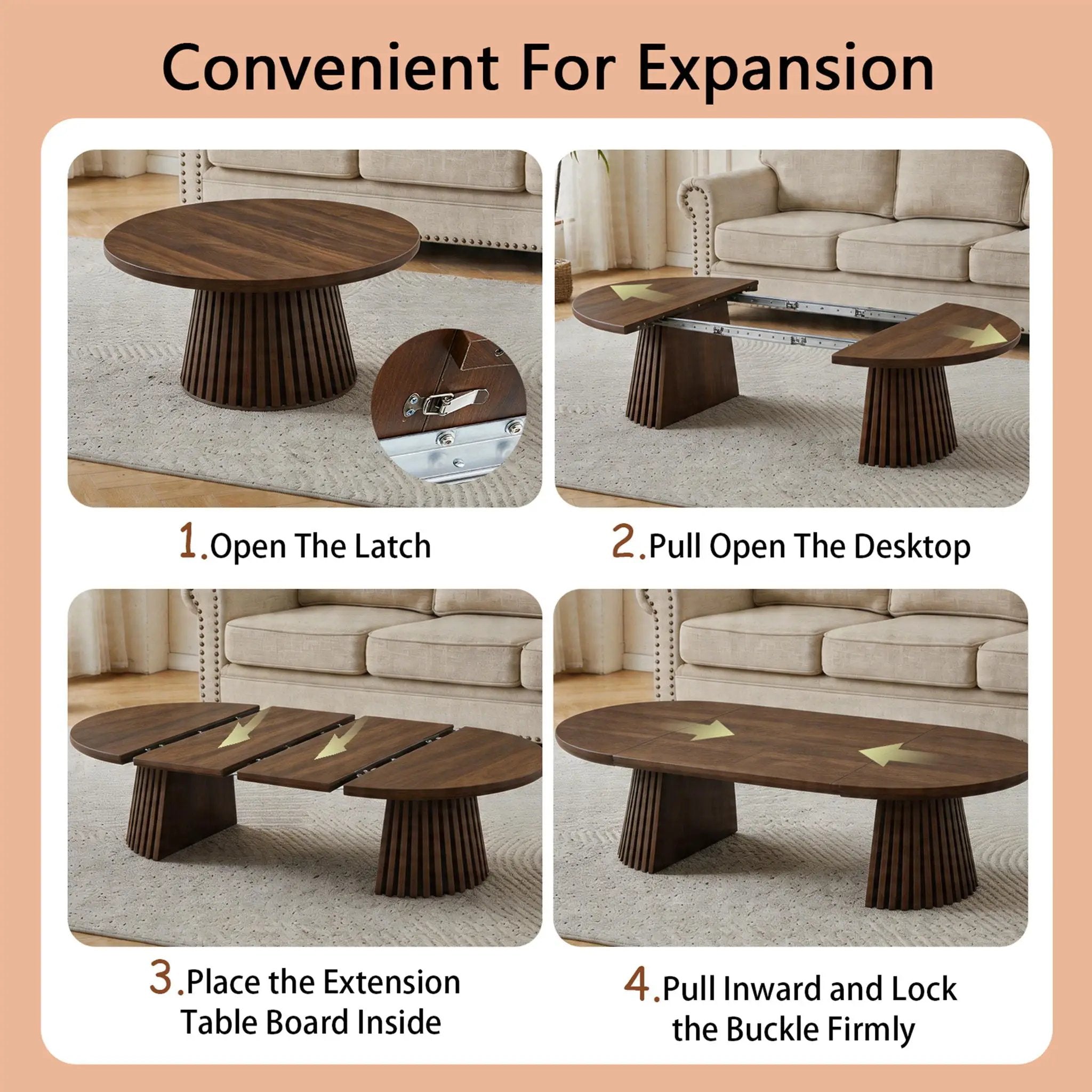 Oval Coffee Table For Living Room - Walnut by HouseOfZazla