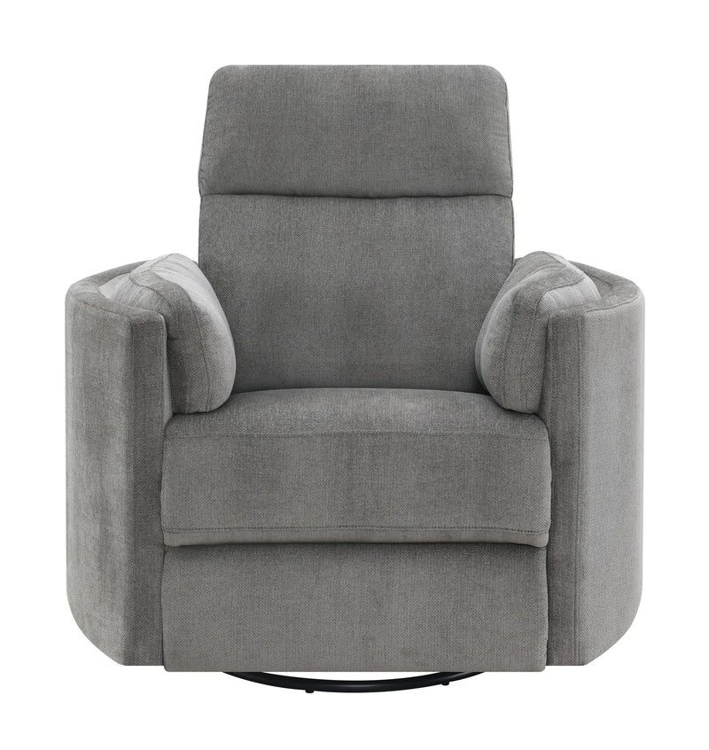 Sagen Charcoal Chenille Glider Recliner with Swivel by HouseOfZazla