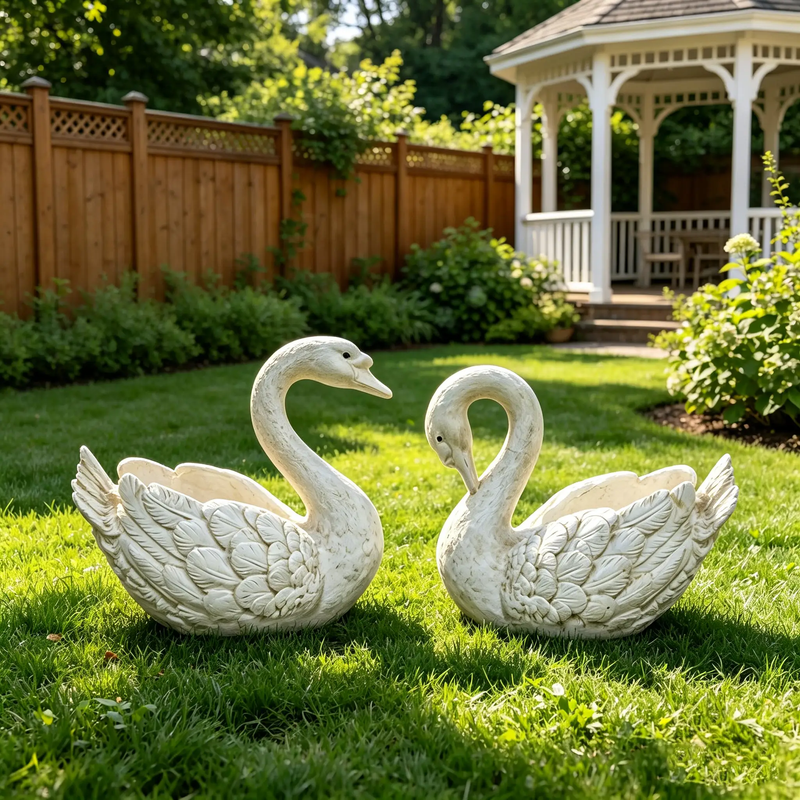 12.6'' Tall Swan Sculpture Planter by HouseOfZazla
