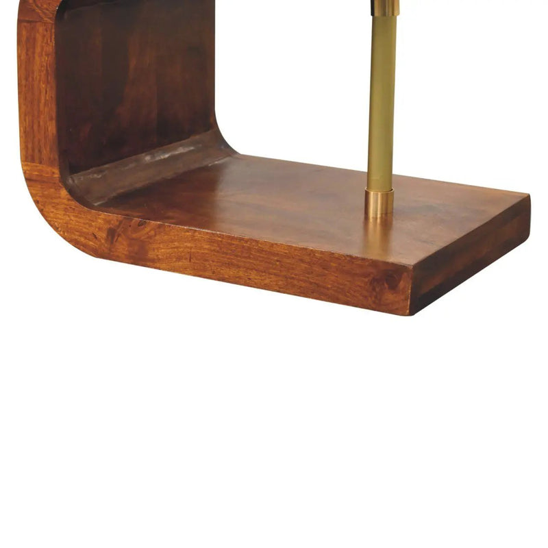 S Curve Brass Bedside Table - Dark Brown by HouseOfZazla