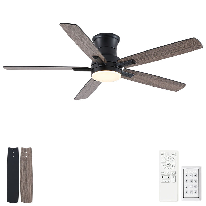 Mordern Flush Mount Ceiling Fan With Light And Remote Control by HouseOfZazla